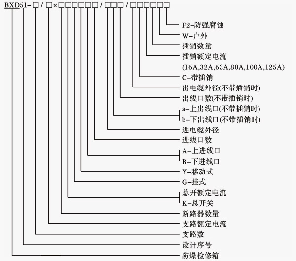 安徽丝瓜视频下载安装防爆电气有限公司BXD51系列防爆动力检修箱型号含义